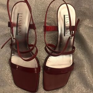 Sexy Dark Red Patent Leather high heel Sandals